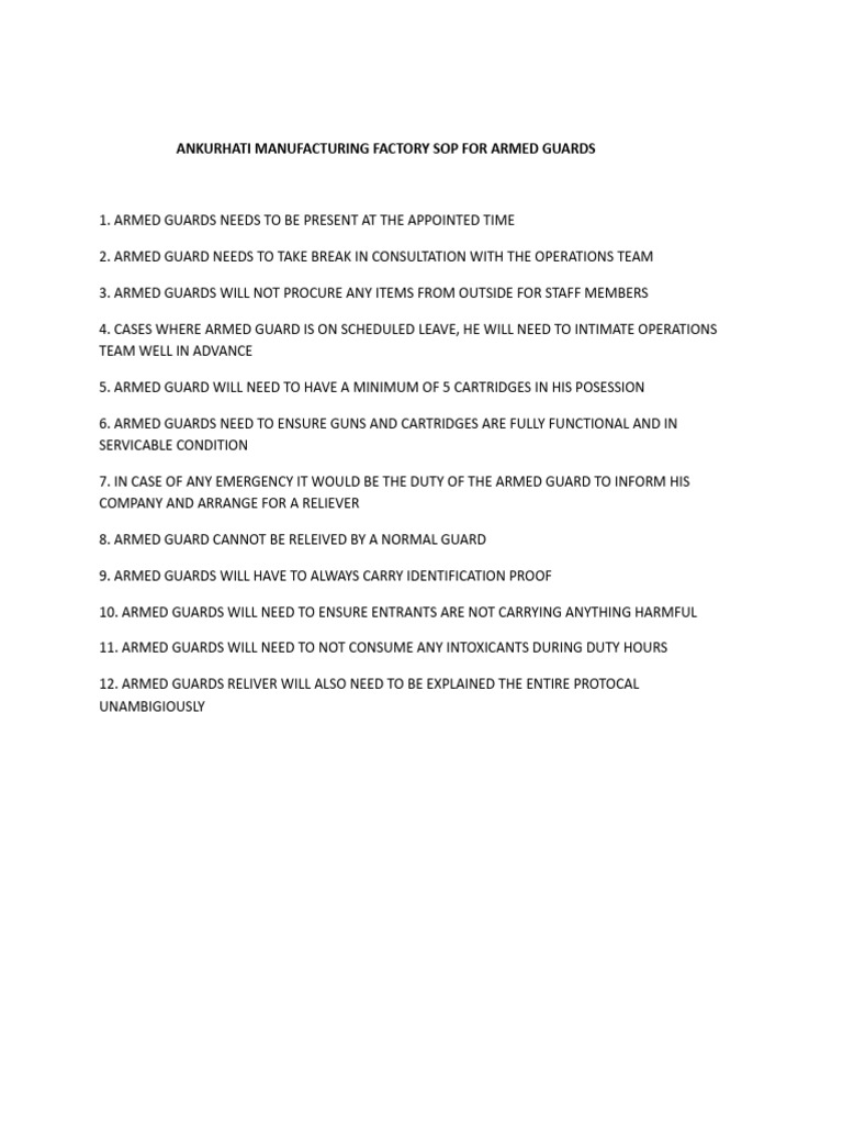 SOP ARMED GUARDS PDF
