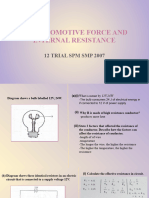 Electromotive Force and Internal Resistance: 12 Trial SPM SMP 2007