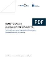 Checklist For Students Remote Exams