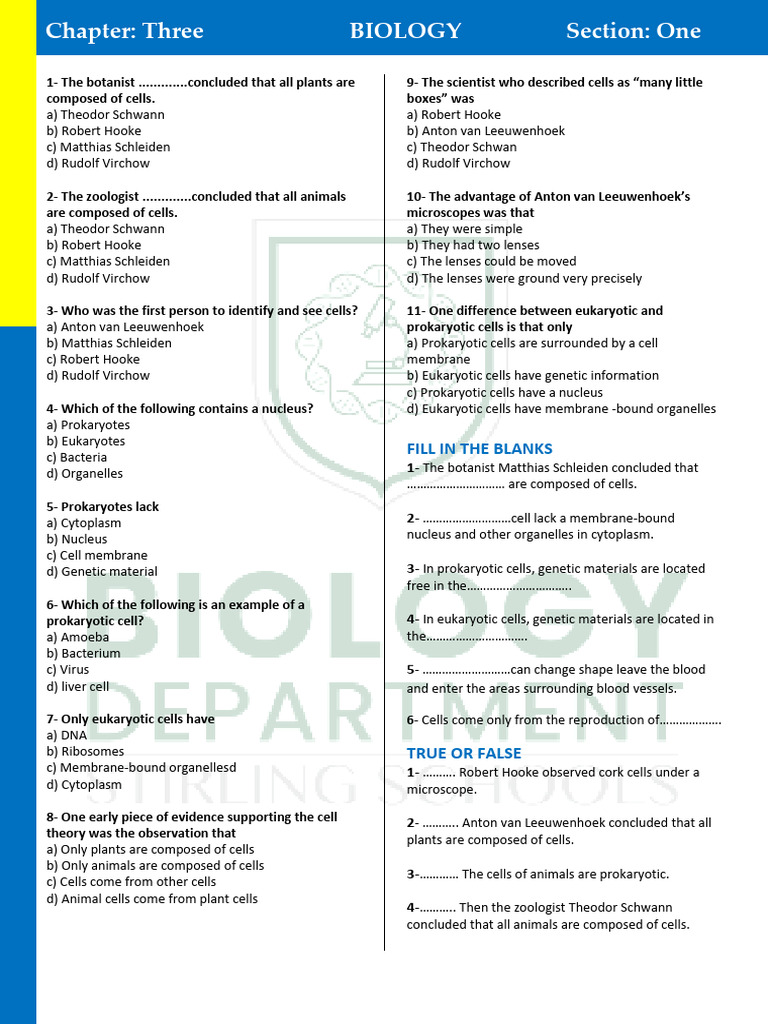 Cell Theory and Organelle Functions | PDF | Cell (Biology) | Organelle