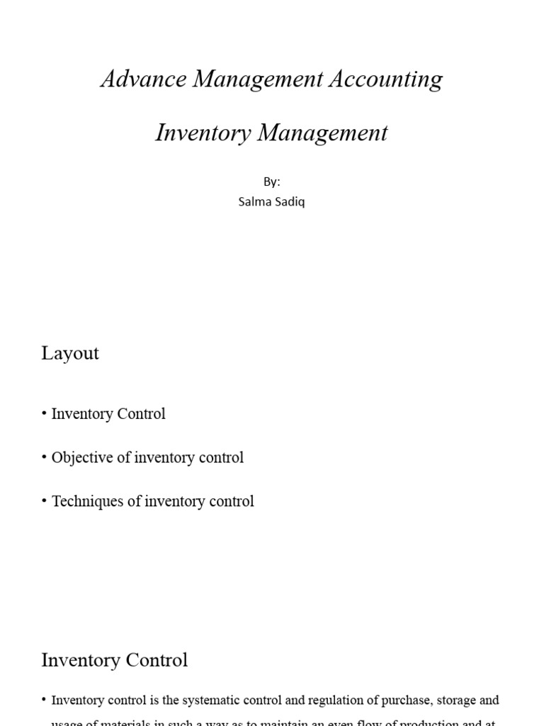 Inventory Management Techniques Explained | PDF | Inventory | Financial ...