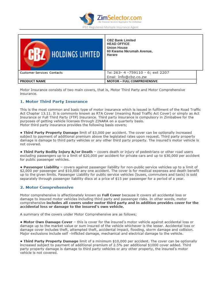 Comprehensive Motor Insurance Guide | PDF | Vehicle Insurance | Insurance