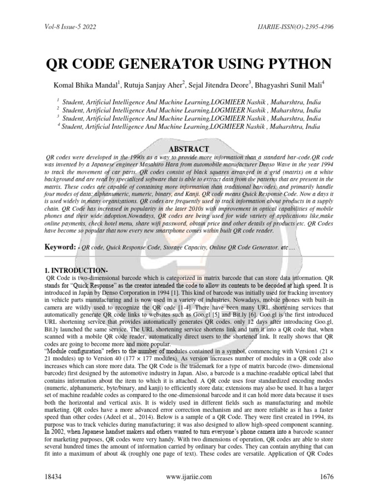 QR Code Generator in Python | PDF