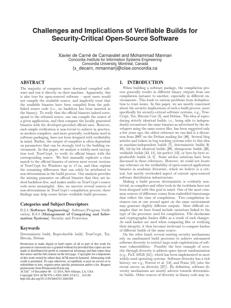 Verifiable Build Acsac2014 | PDF | Malware | Software