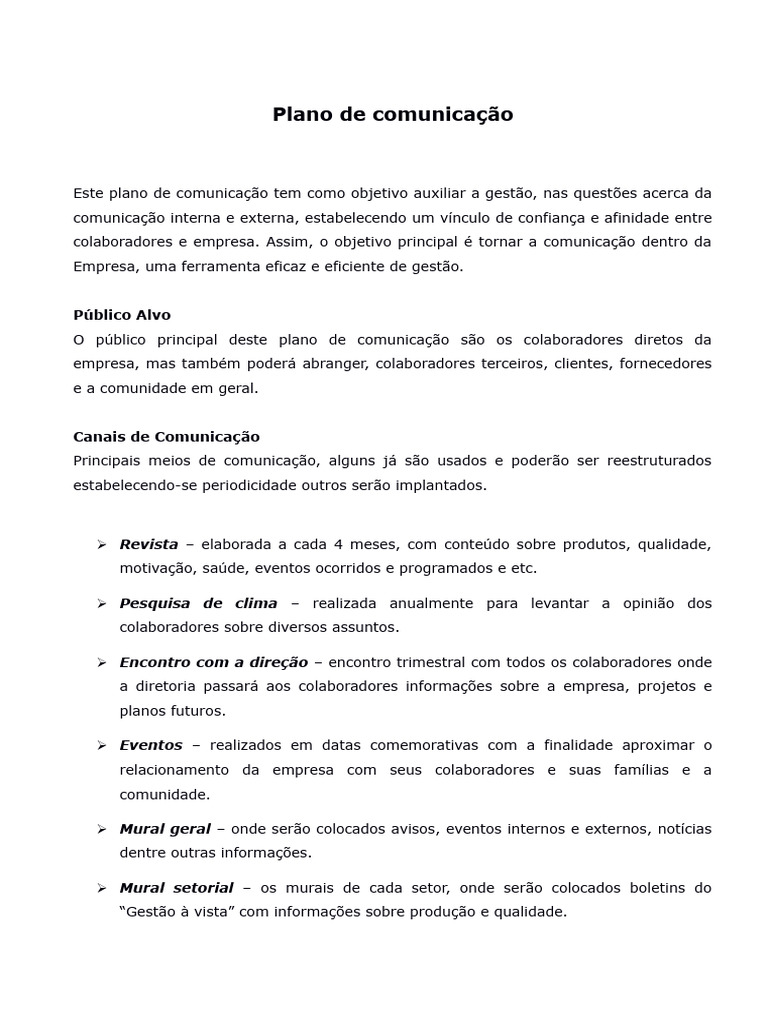Plano De Comunicacao Pdf