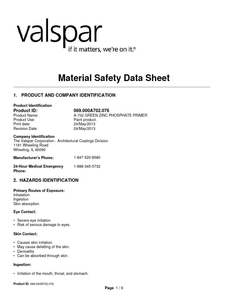 A702 Green Zinc Phosphate Primer PDF Firefighting Personal