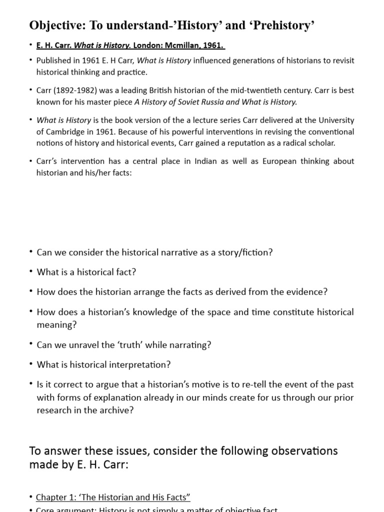 Lecture 2 E. H. Carr What Is History PDF Historian Science