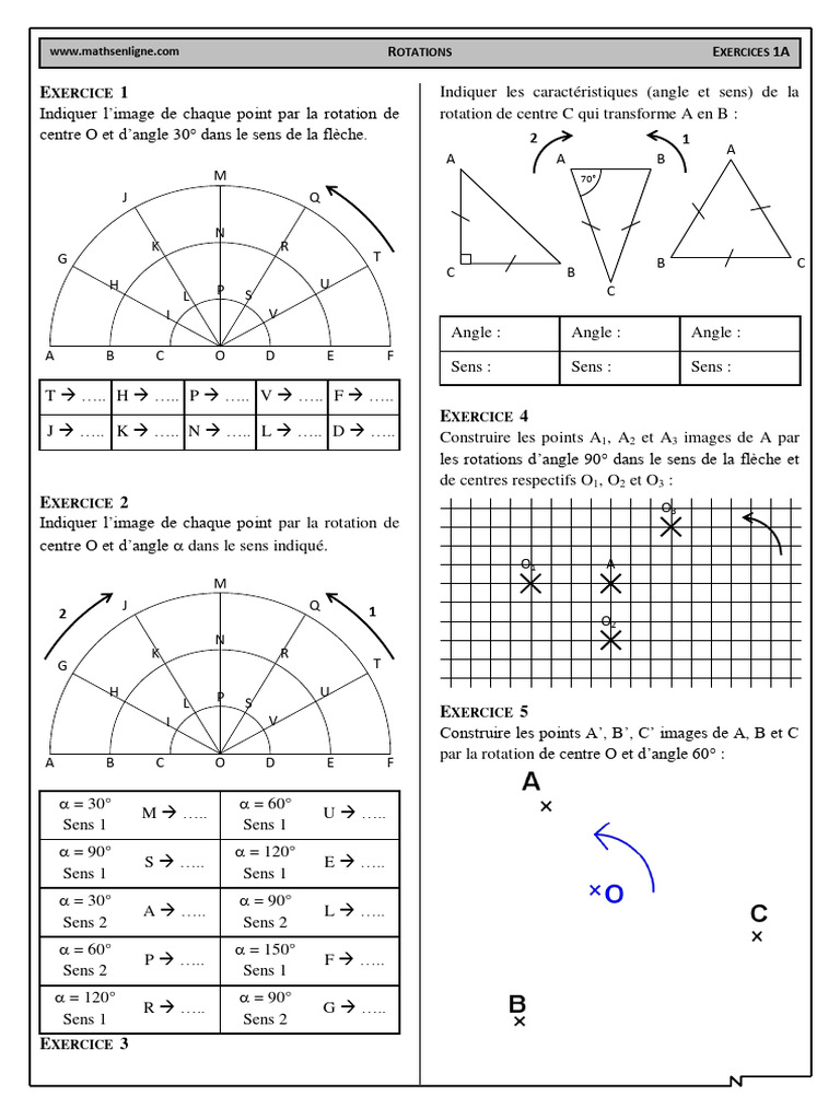 Exercices de Rotations en Mathématiques | PDF