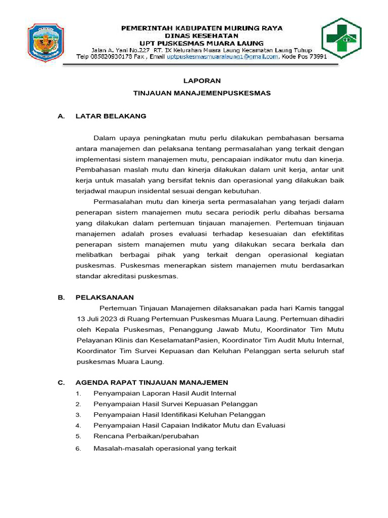 Tinjauan Manajemen Puskesmas 2023 | PDF