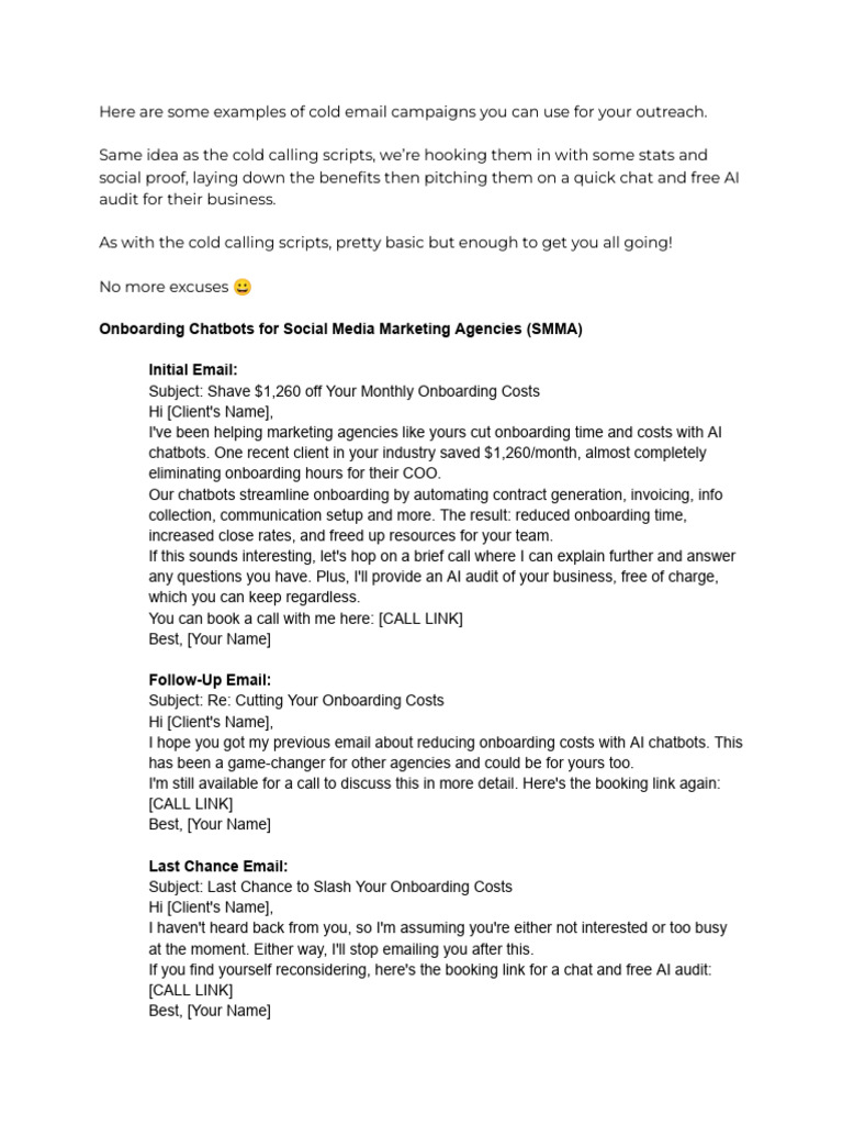 AAA Cold Email Campaign Examples | PDF