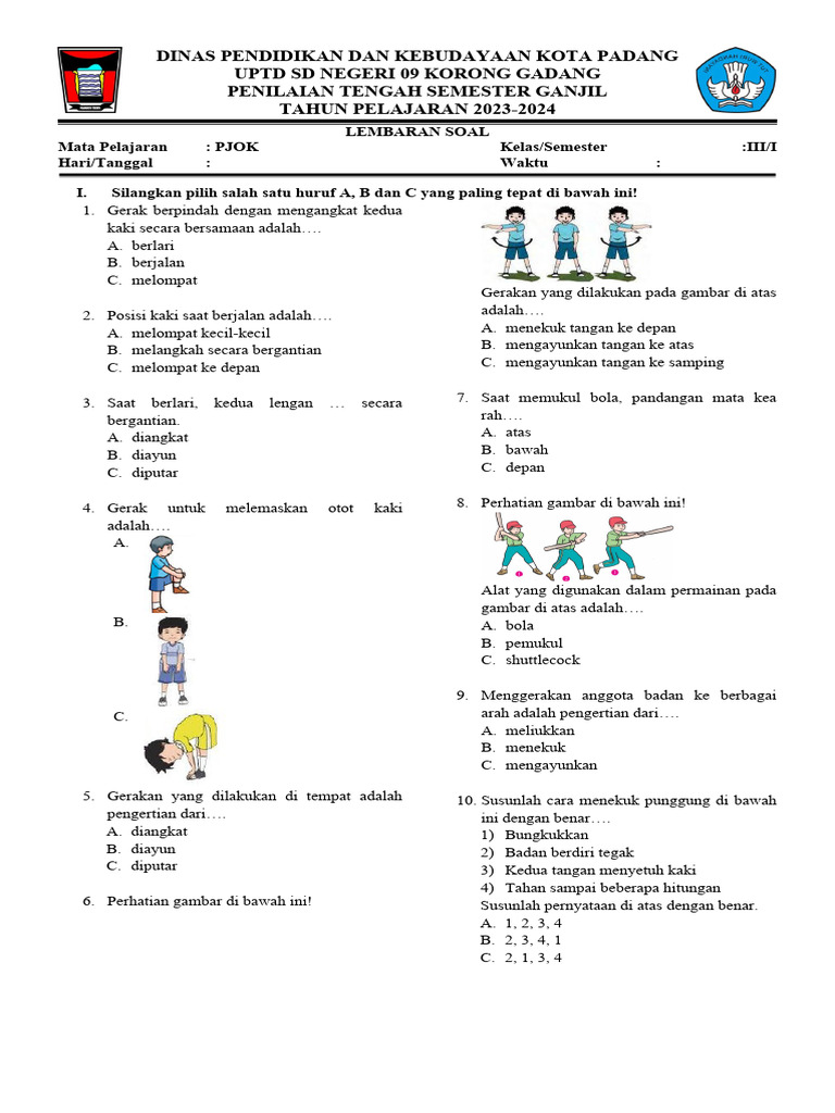 Menjelajahi Dunia Gerak dan Keterampilan Dasar: Panduan Mendalam Soal Kelas 1 PJOK KD 3.1