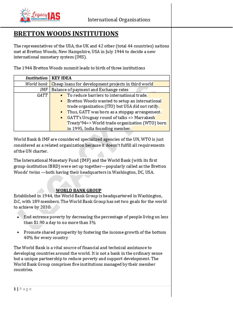 Bretton Woods Institutions Overview | PDF | World Trade Organization ...