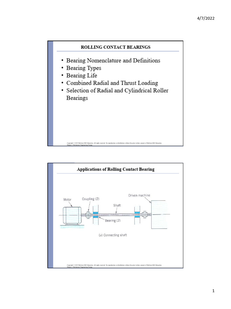 Rolling Contact Bearing PDF Bearing (Mechanical) Mechanical