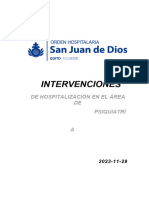 Intervenciones en Hospitalización Psiquiatría (Psicología)
