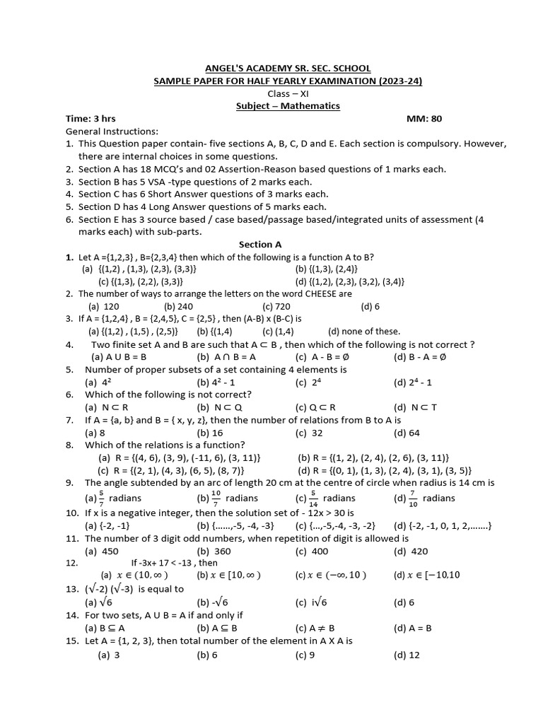 Sample Paper | PDF | Elementary Mathematics | Mathematical Objects