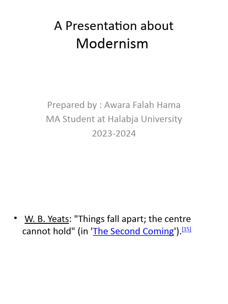 A Presentation About Modernism Pdf James Joyce Thought