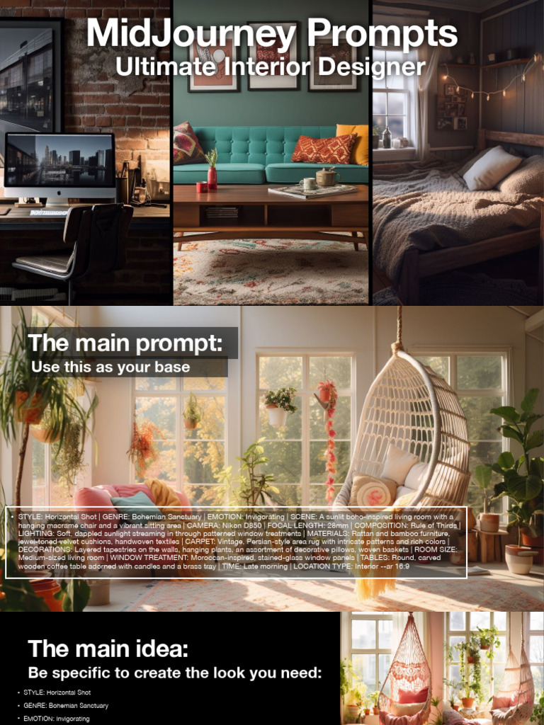Ultimate Interior Designer: Midjourney Prompts | PDF
