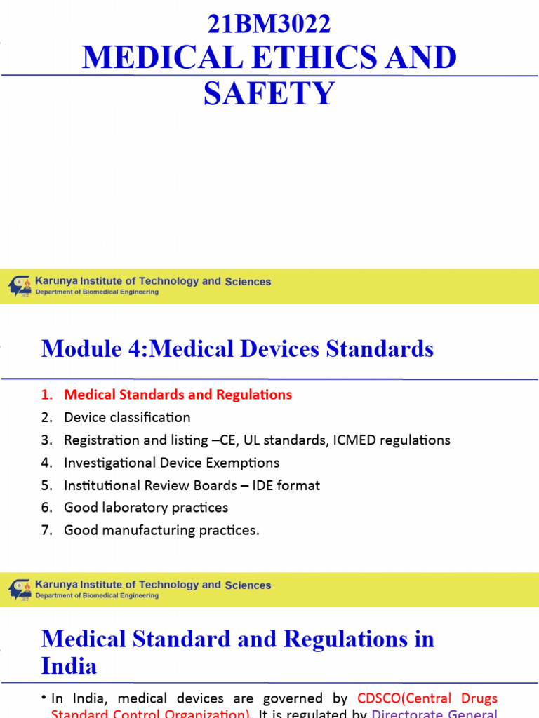 Medical Device Standards in India | PDF | Medical Device | Clinical Trial