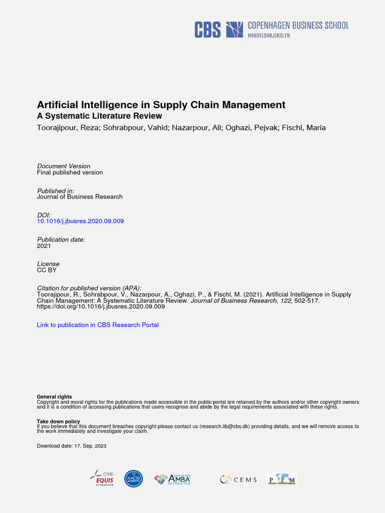 Artificial Intelligence in Supply Chain Management Publishersversion ...
