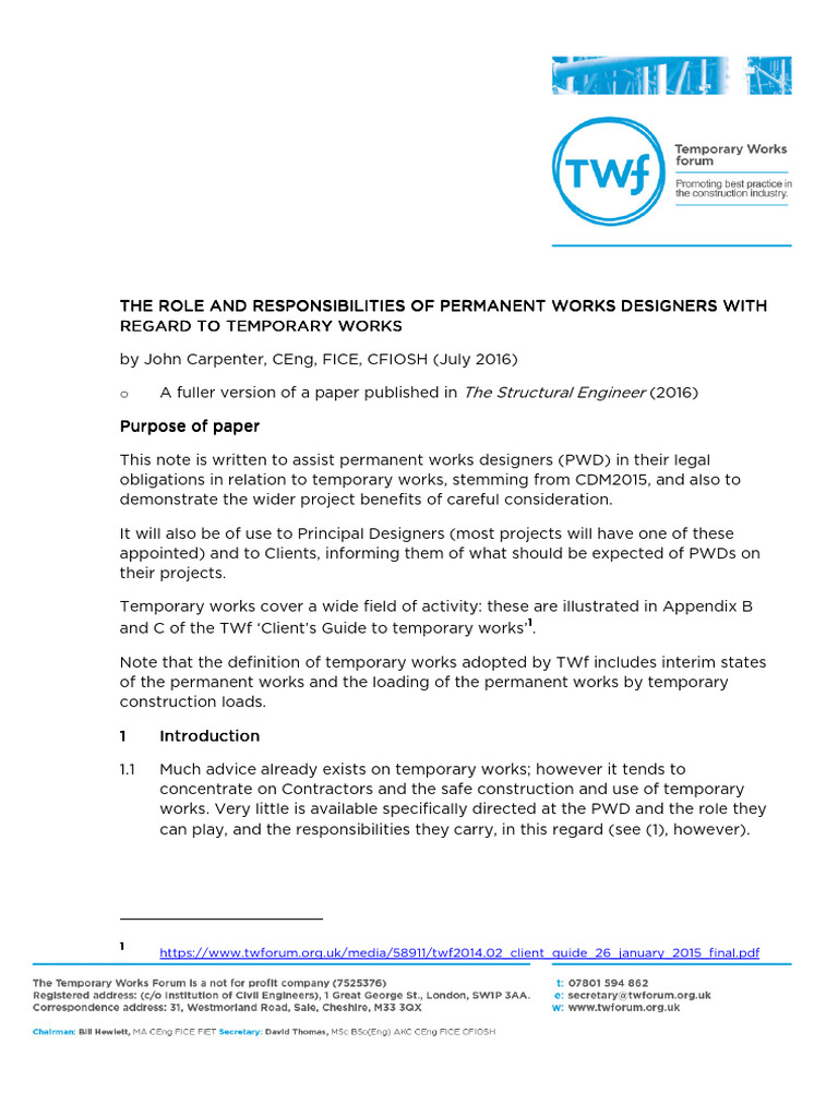 Responsibilities of Permanent Works Designers | PDF | Technology ...