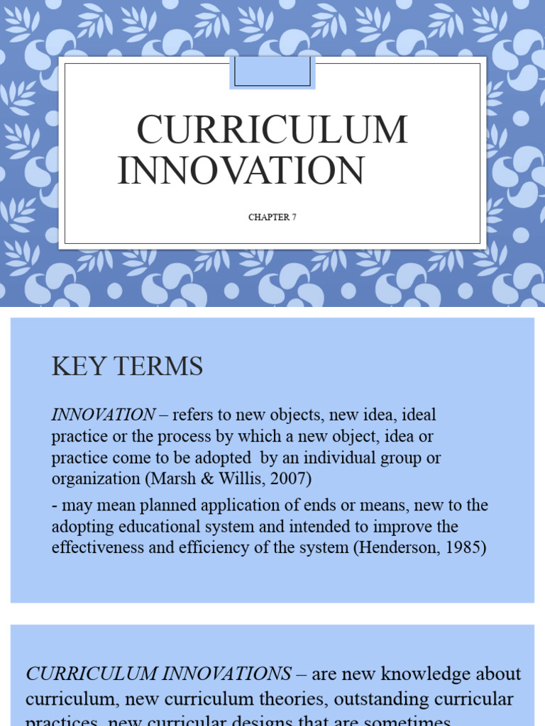Chapter 7 Curriculum Innovation Pdf