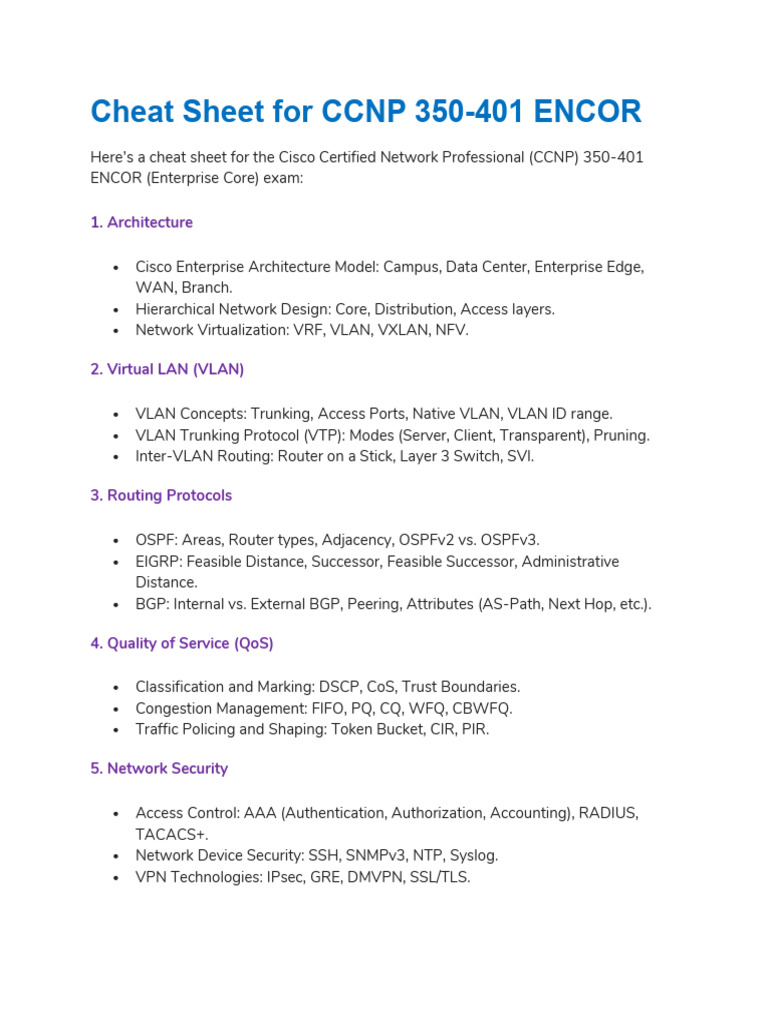 Cheat Sheet for CCNP 350401 PDF