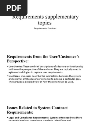 Requirements supplementary topics