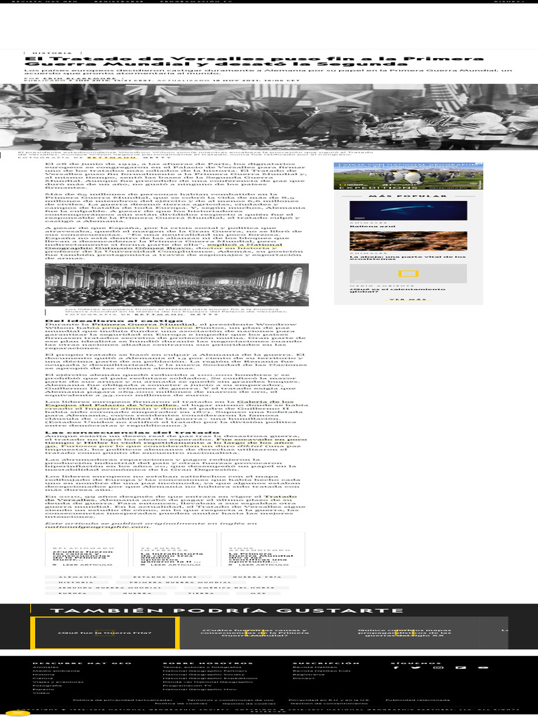 El Tratado De Versalles Puso Fin A La Primera Guerra Mundial Y Desató