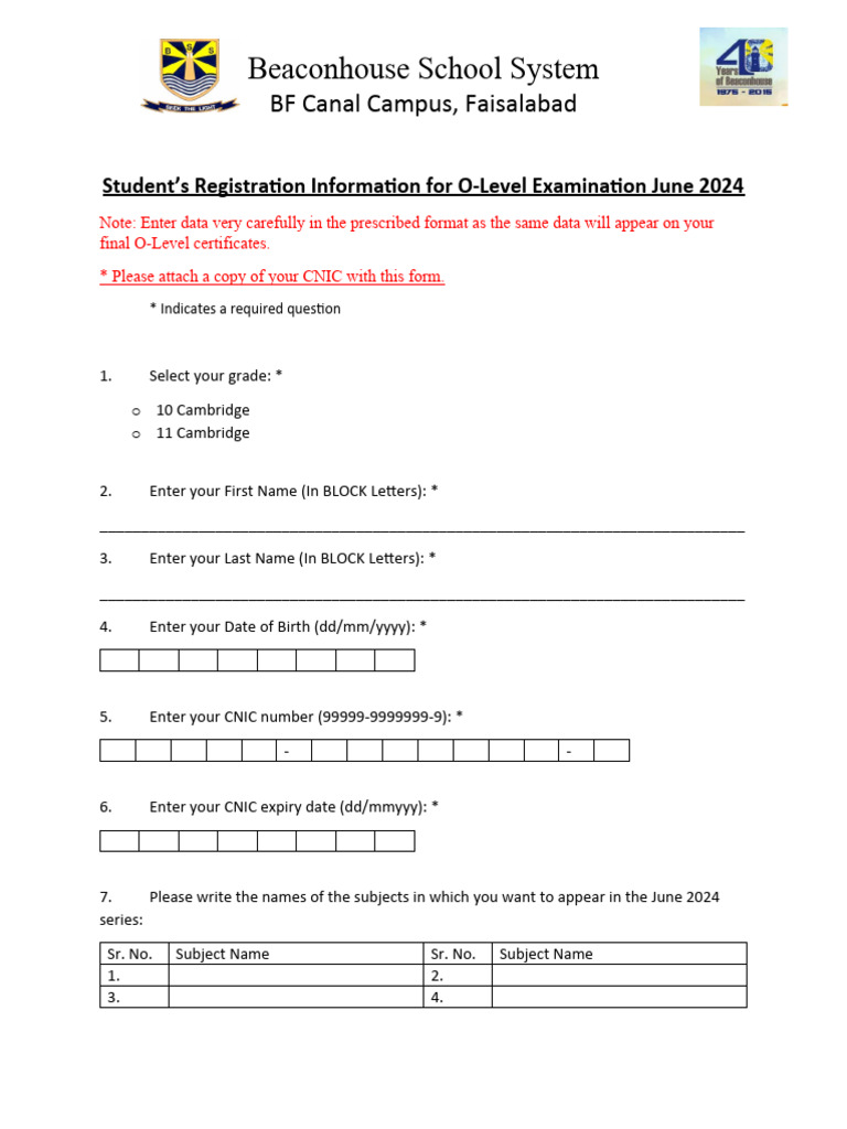 Gojra B2B 10C & 11C Data Collection for CIE IS_PS Examination