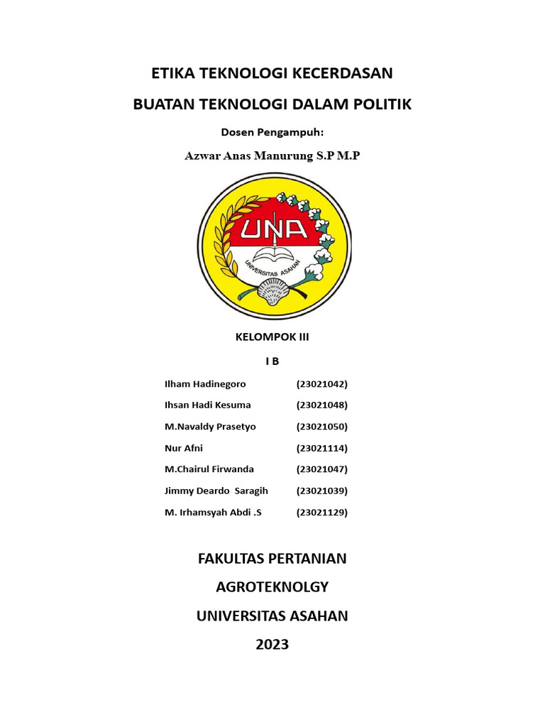 Etika Teknologi Kecerdasan Buatan Teknologi Dalam Politik | PDF | Ilmu ...