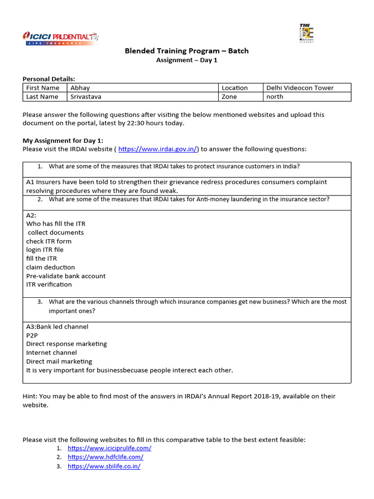 Blended Training Program Day 1 Assignment | PDF | Economy Of India ...