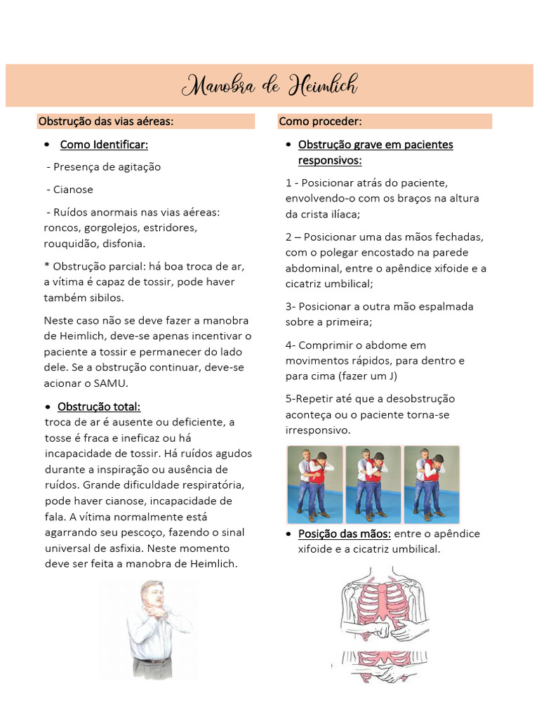 Manobra de Heimilich | PDF | Reanimação cardiopulmonar