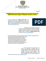 Informe Detallado Sobre Denuncias Que Circulan en Las Redes Sociales (Instagram, Whatsapp, Facebook Y Tiktok)