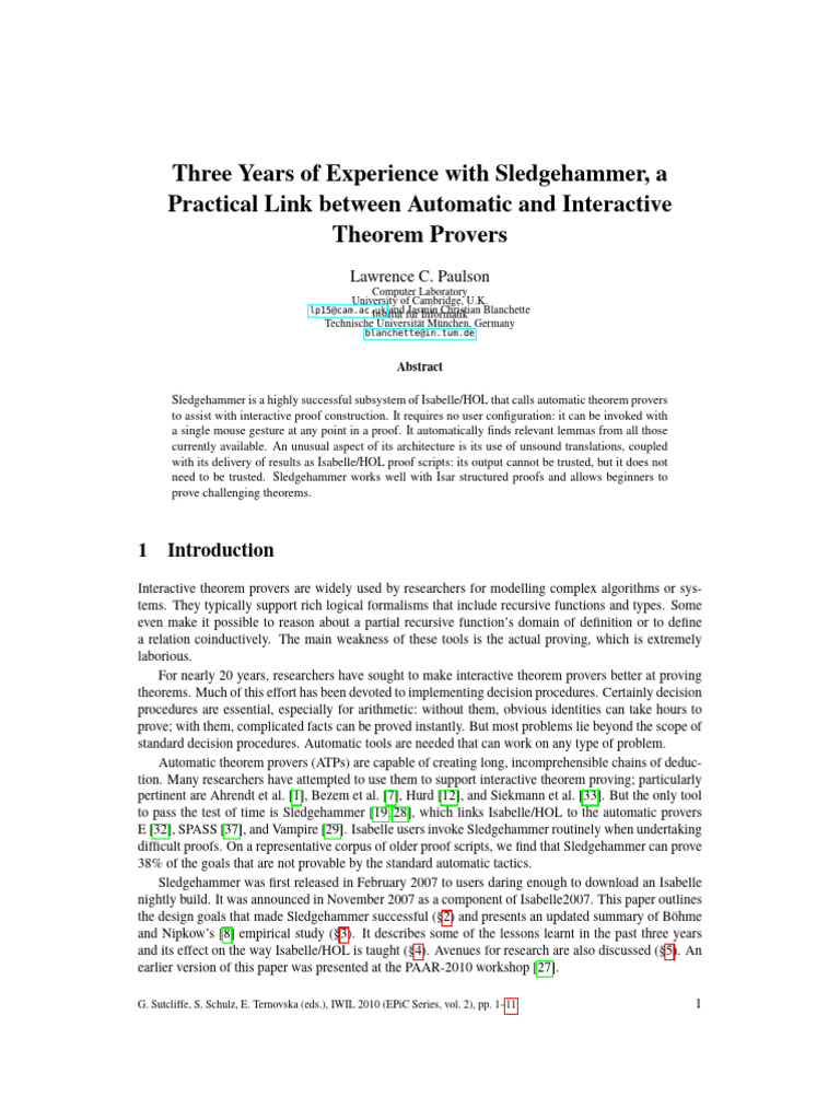 Three years of experience with sledgehammer a practical link between