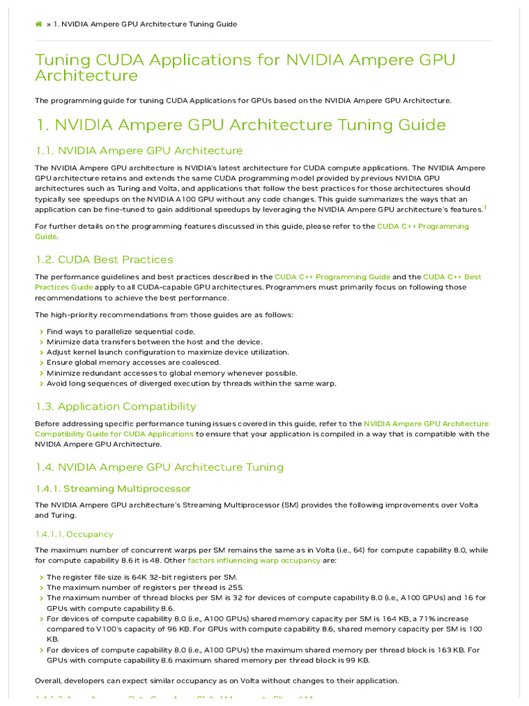 1. NVIDIA Ampere GPU Architecture Tuning Guide — Ampere Tuning Guide 12