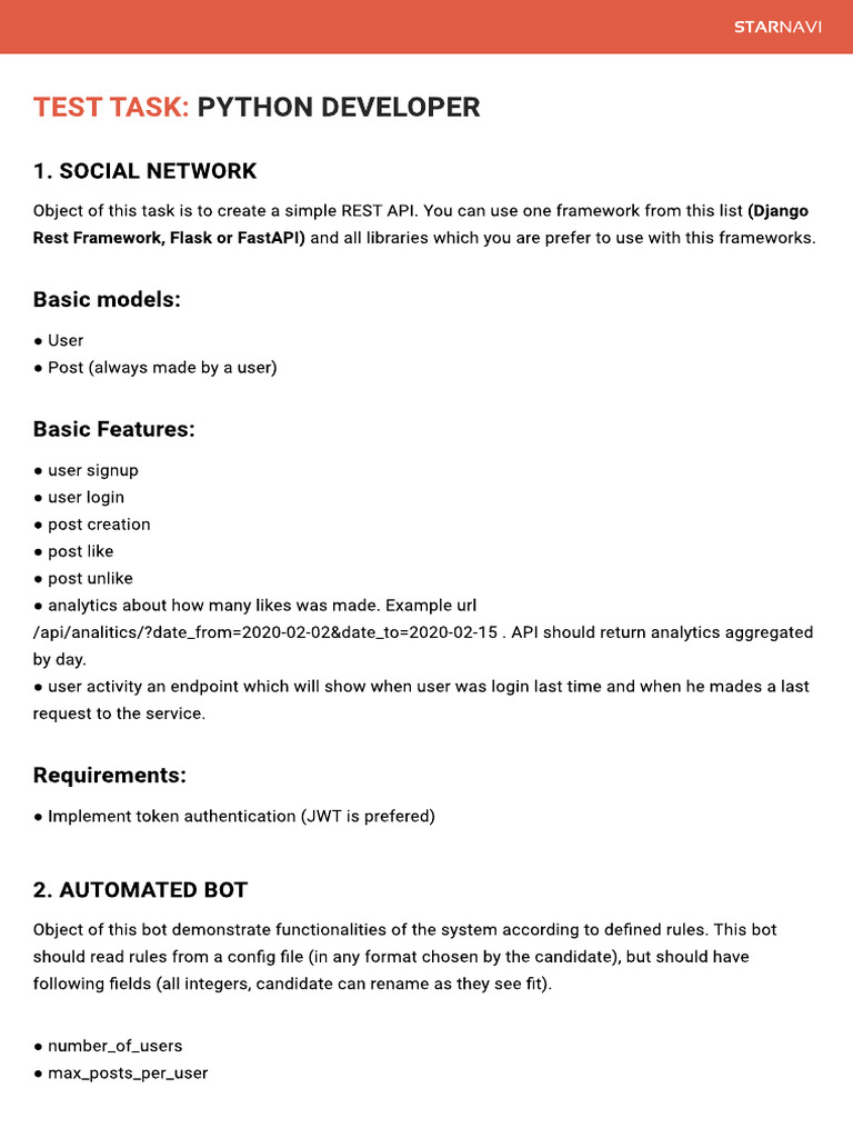 Test Task - Python | PDF