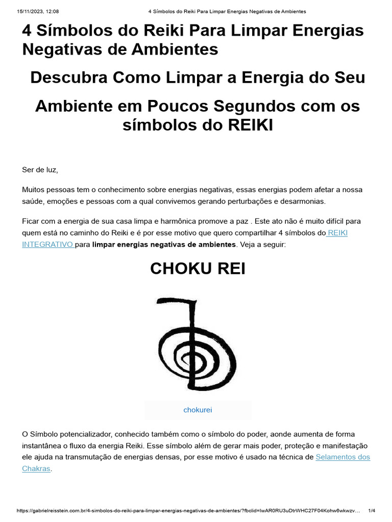 4 Símbolos Do Reiki para Limpar Energias Negativas de Ambientes | PDF