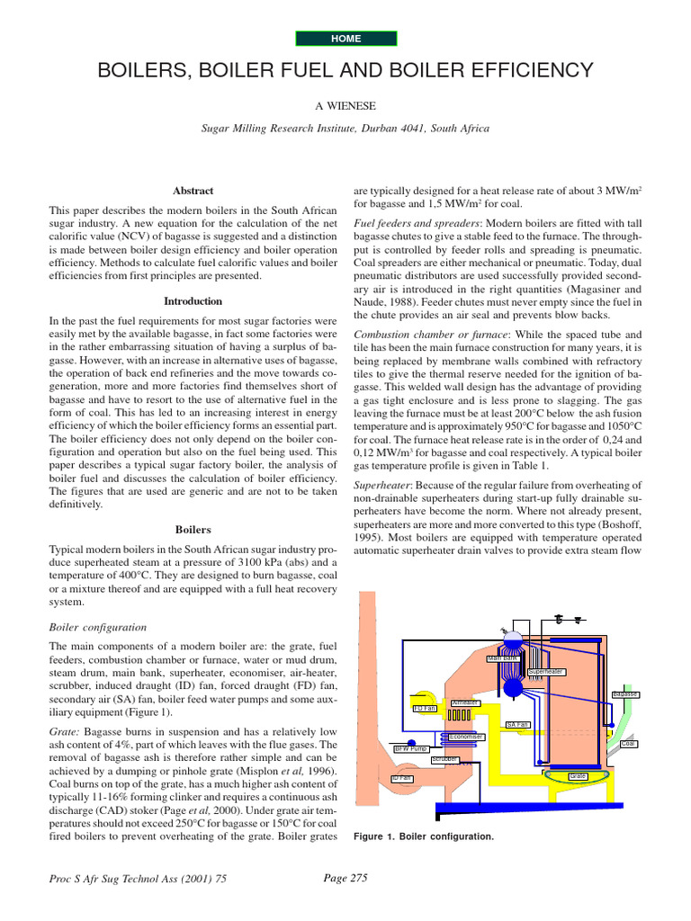 Boiler Efficiency in Sugar Production | PDF | Boiler | Combustion