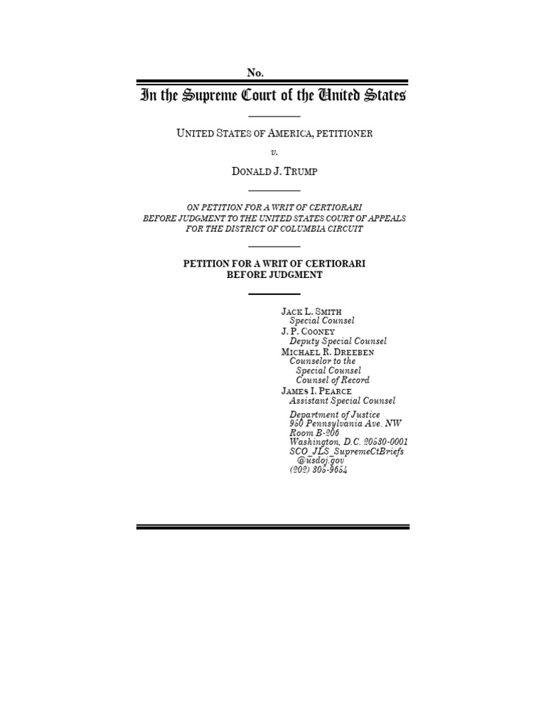Jack Smith Filing To Scotus PDF