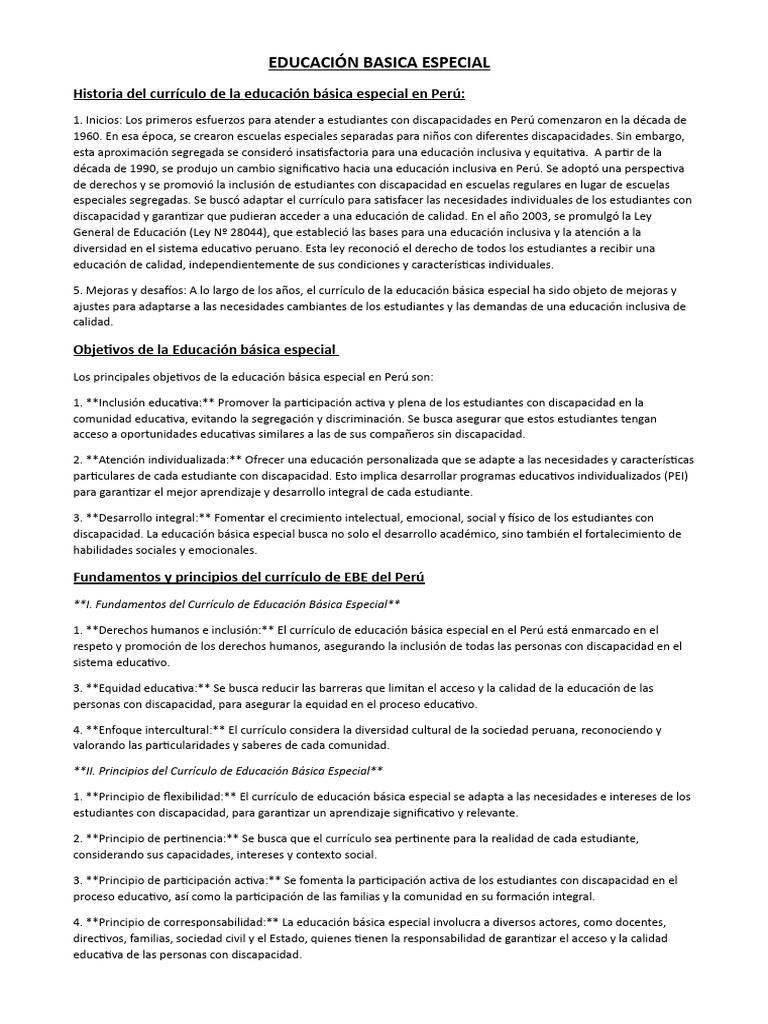 Educacion Basica Especial | PDF | Evaluación | Plan de estudios