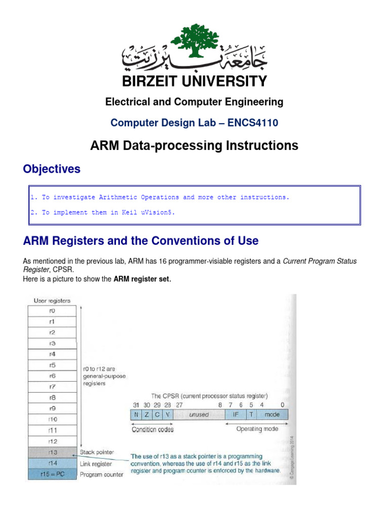 Exp2_ARM Data Processing Instructions | PDF | Central Processing Unit ...