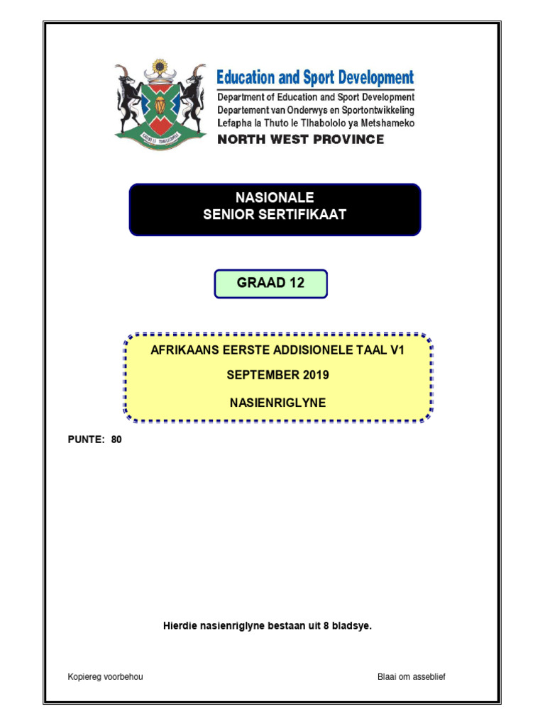 Nw Afrikaans Fal V1 2019 Memo Pdf