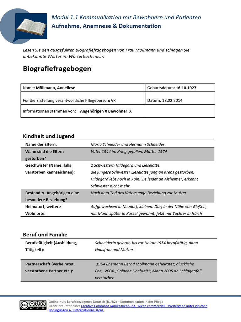 1.1 B Biografiefragebogen | PDF