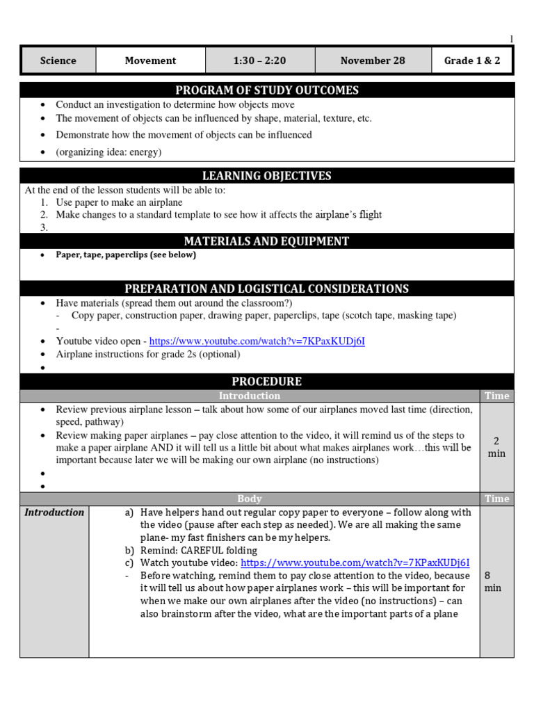 Science Paper Airplanes Consecutive 1 | PDF | Learning | Cognition