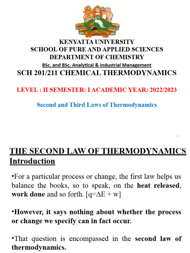 Second and Third Laws of Thermodynamics | PDF | Entropy | Second Law Of ...