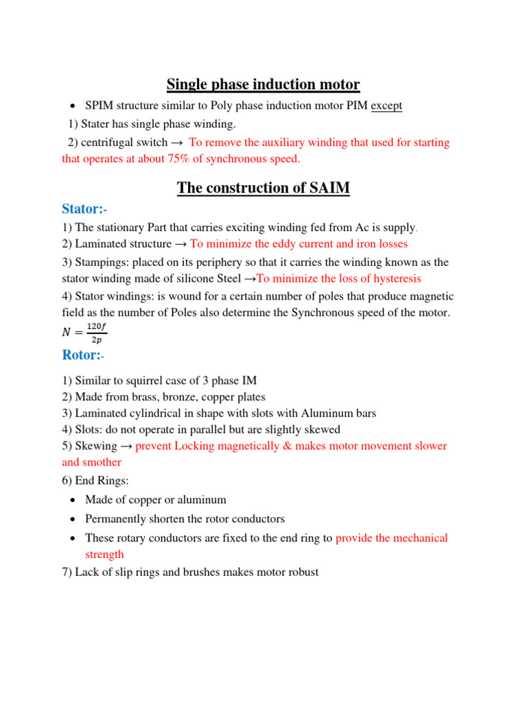 Single Phase Induction Motor Overview | PDF | Electric Motor | Magnetic ...