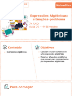 Expressões Algébricas Situação Problema