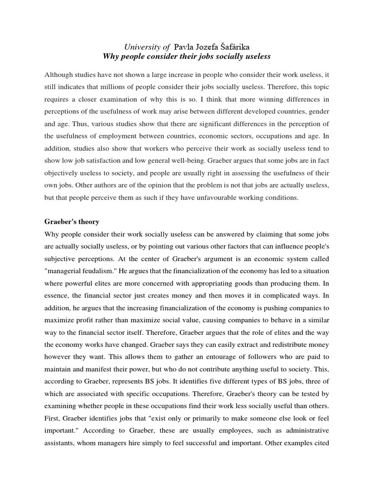 Understanding Socially Useless Jobs | PDF | Employment | Perception