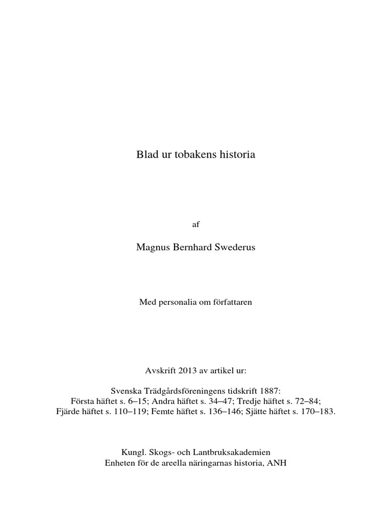 Blad Ur Tobakens Historia | PDF