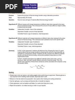 Lab-Thermal Energy Transfer-Student Guide | PDF | Heat | Temperature